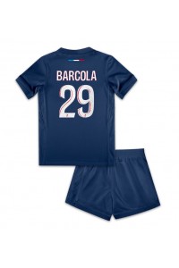 Paris Saint-Germain Bradley Barcola #29 Jalkapallovaatteet Lasten Kotipeliasu 2024-25 Lyhythihainen (+ Lyhyet housut)